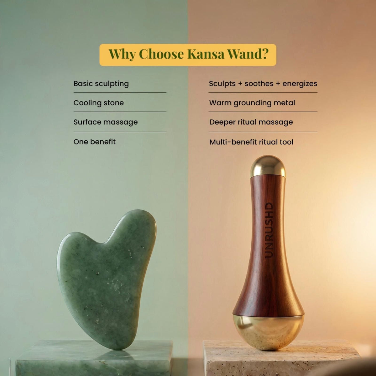 Kansa Wand - Ayurvedic face massage tool for Glow, Sculpting and Circulation - Unrushd London