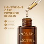 Restorative Hair and Scalp oil - Hair fall reduction, Frizz control, Scalp nourishment, Hair regrowth - Unrushd London